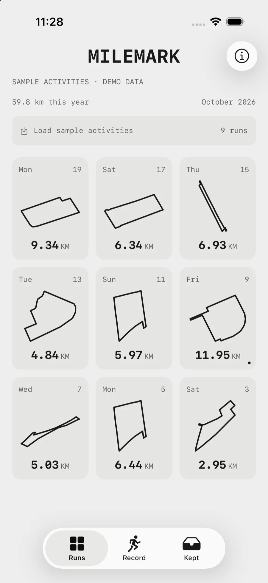 Runs — every route kept as its own shape.