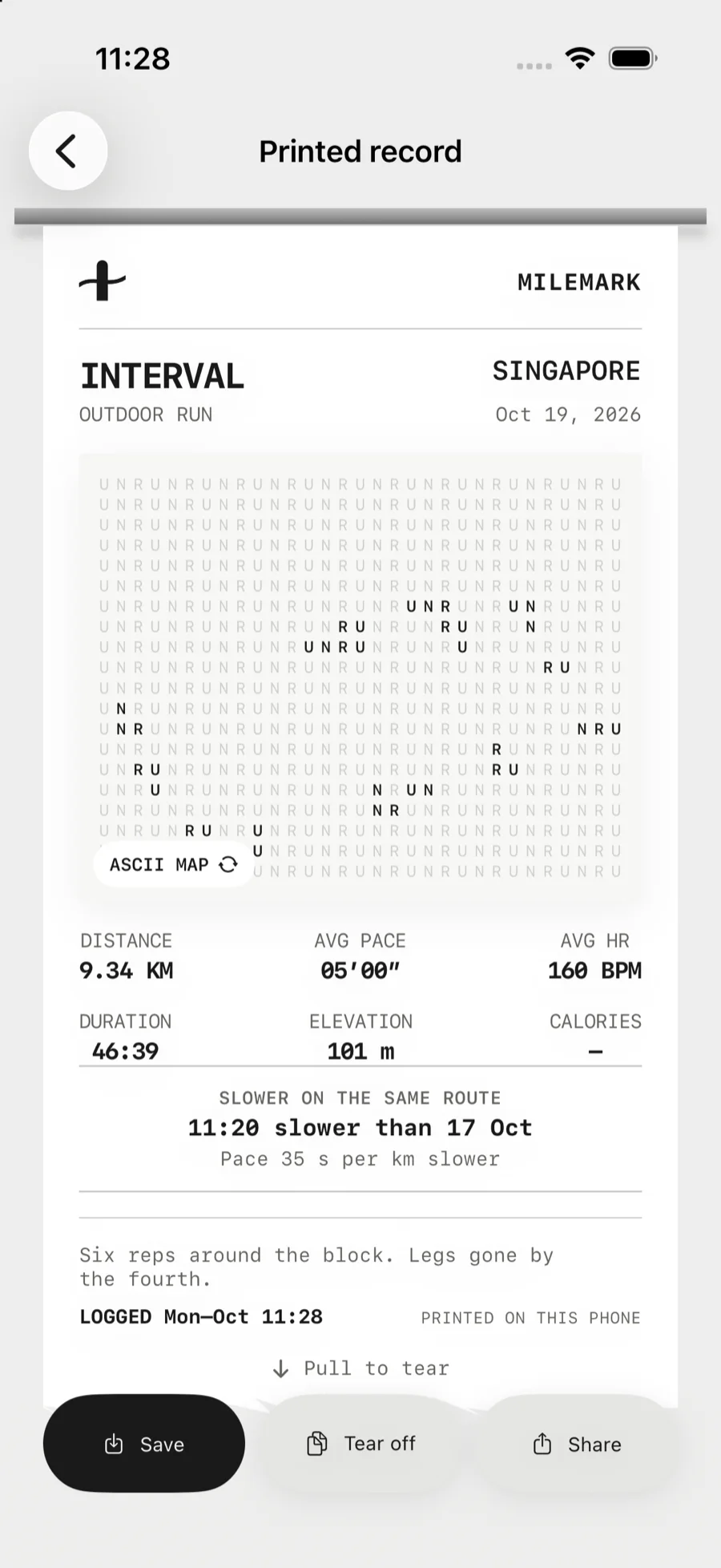 ASCII — the same route printed as a field of characters.