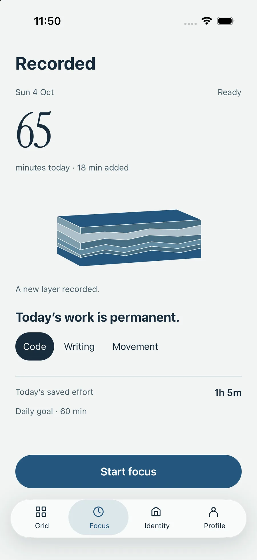 Recorded — the finished layer settles into the stack.